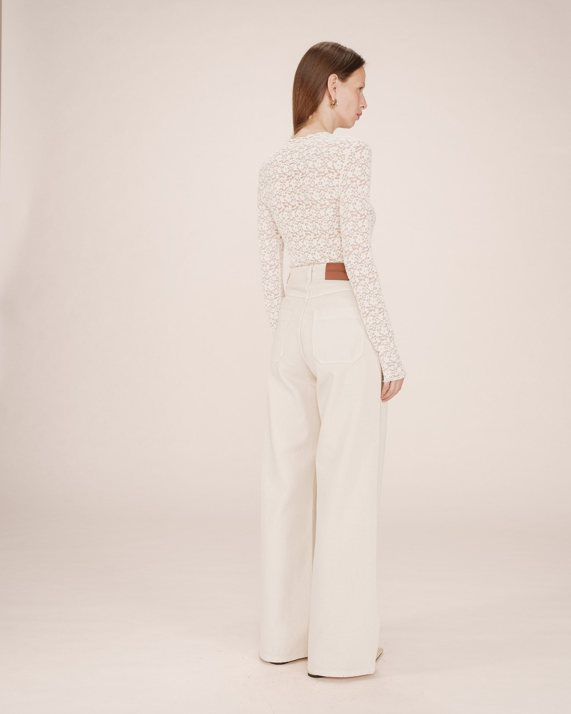Beige Wide-Leg Jeans James