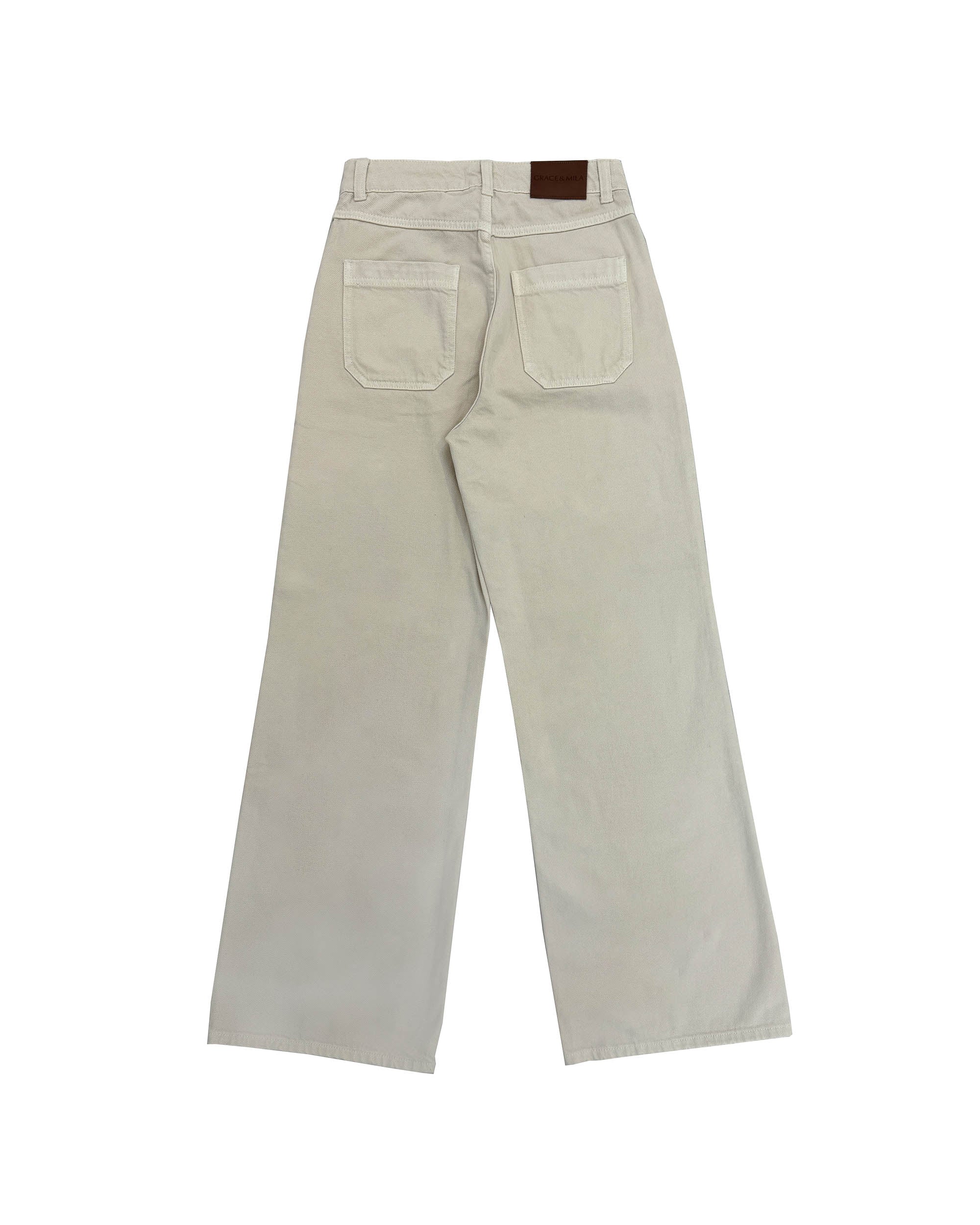 Beige Wide-Leg Jeans James
