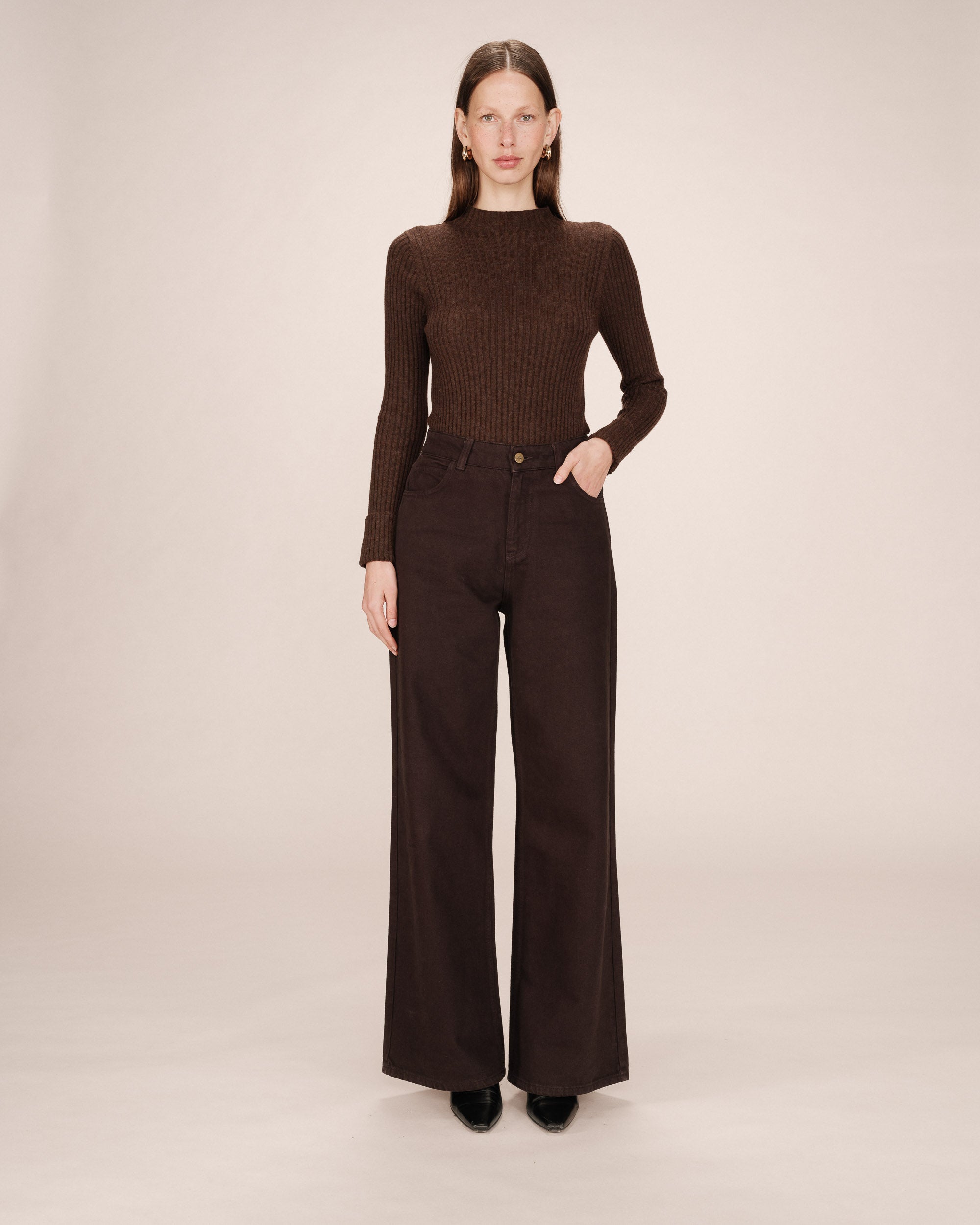 James Chocolate Wide Jeans