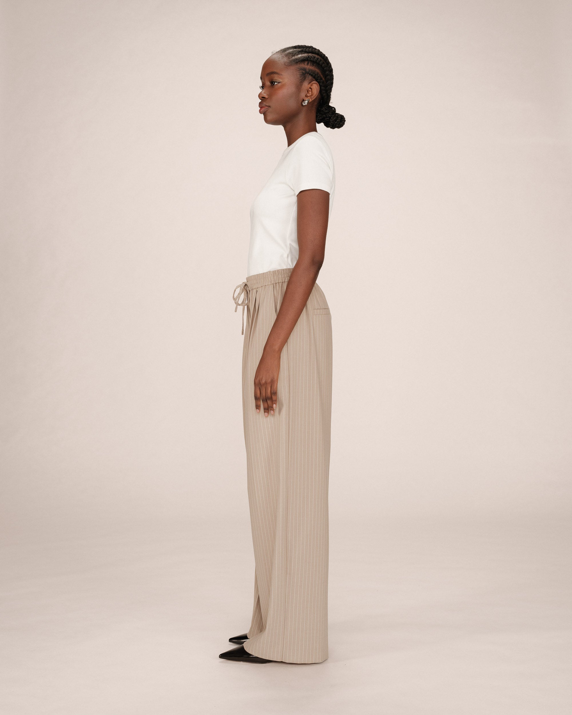 Striped Trousers Greige Stay