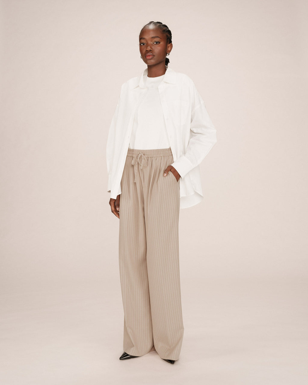 Striped Trousers Greige Stay