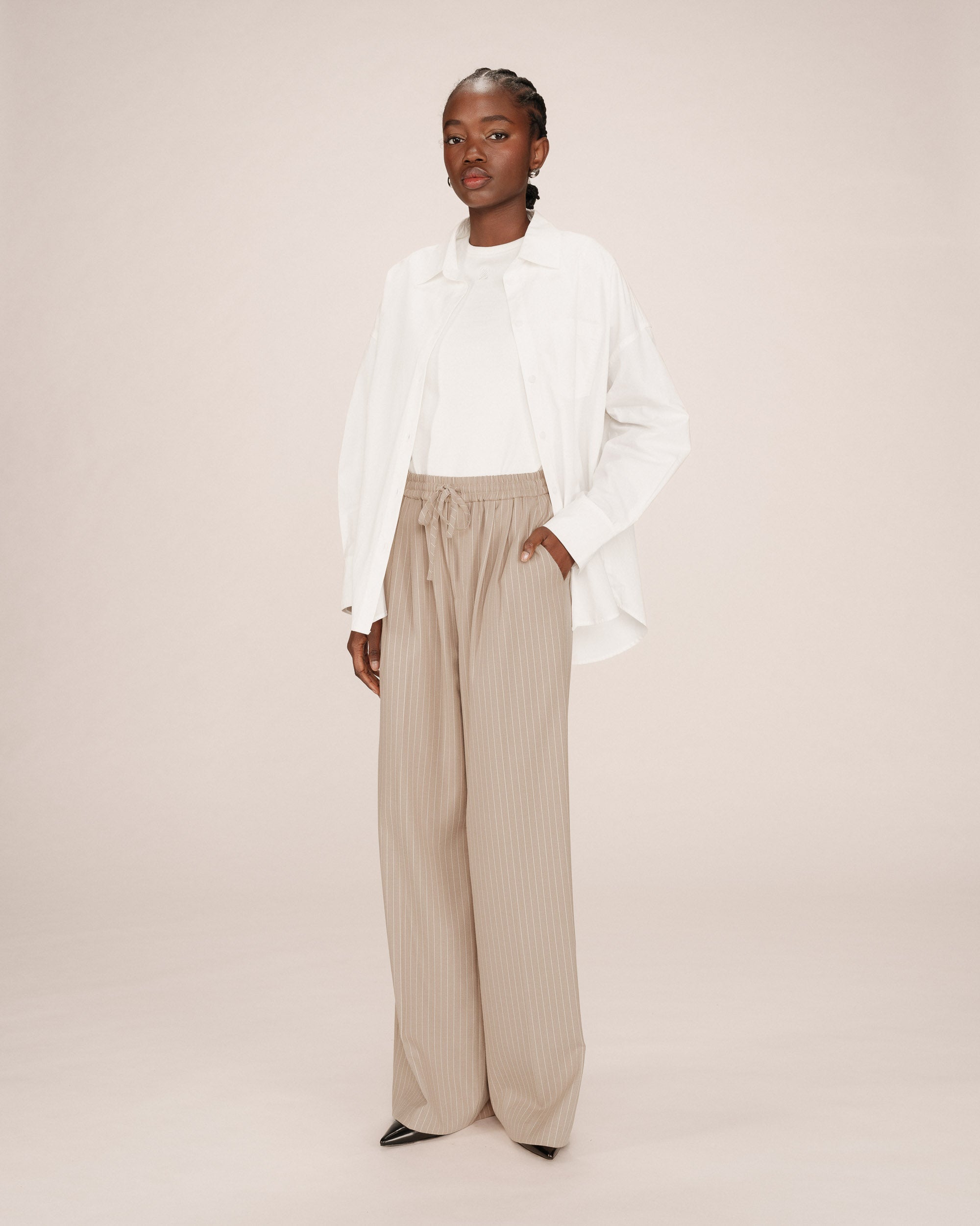 Striped Trousers Greige Stay