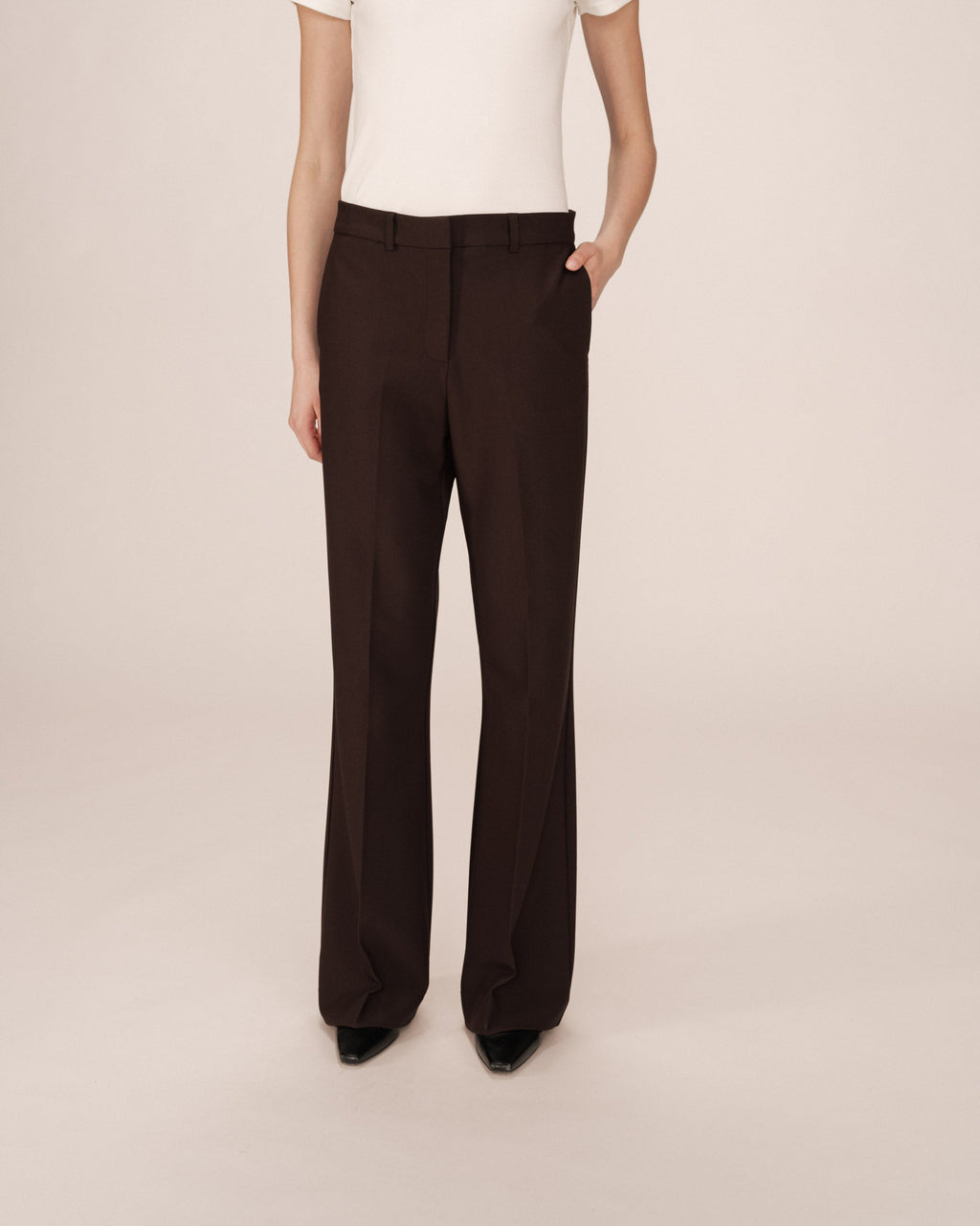 Chocolate Flared Tailored Trousers Singer