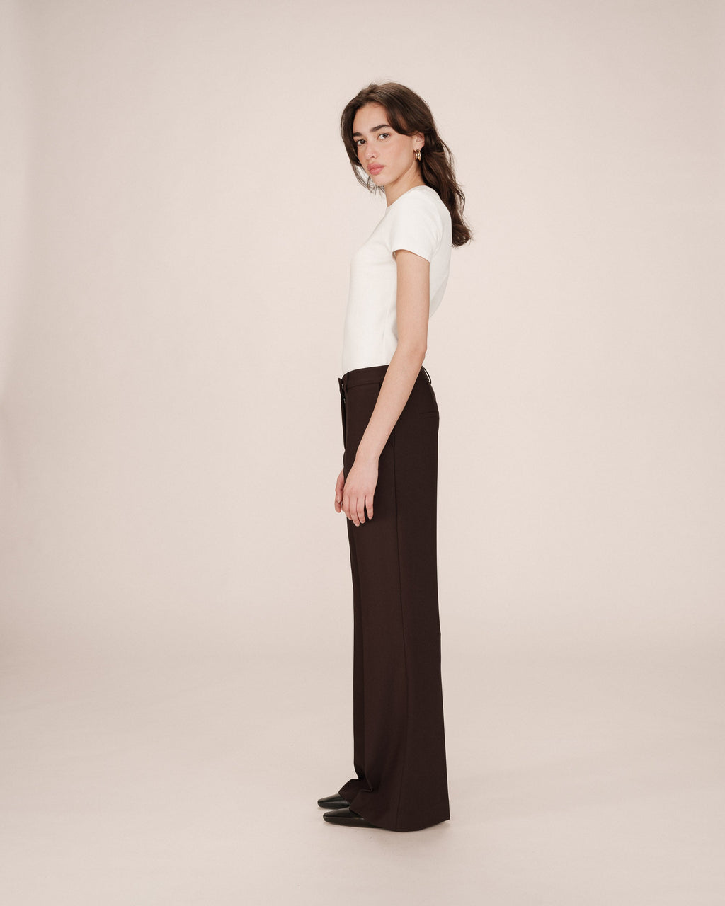 Chocolate Flared Tailored Trousers Singer