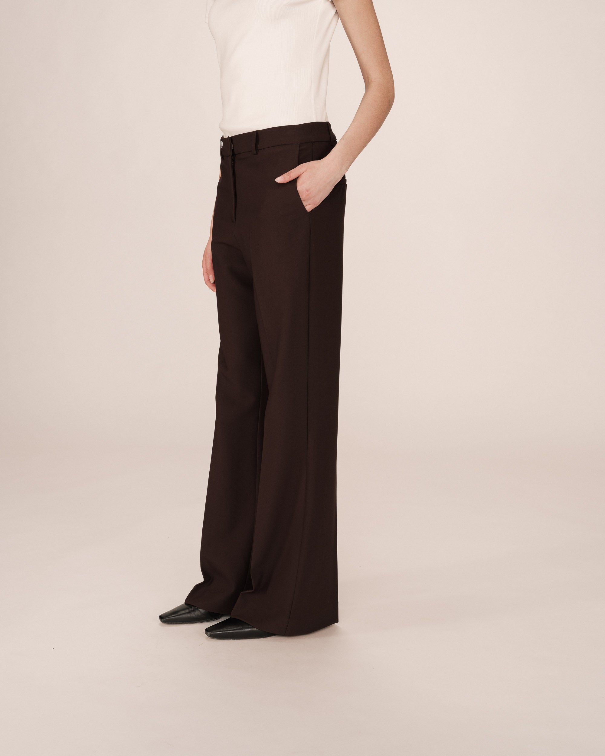 Chocolate Flared Tailored Trousers Singer