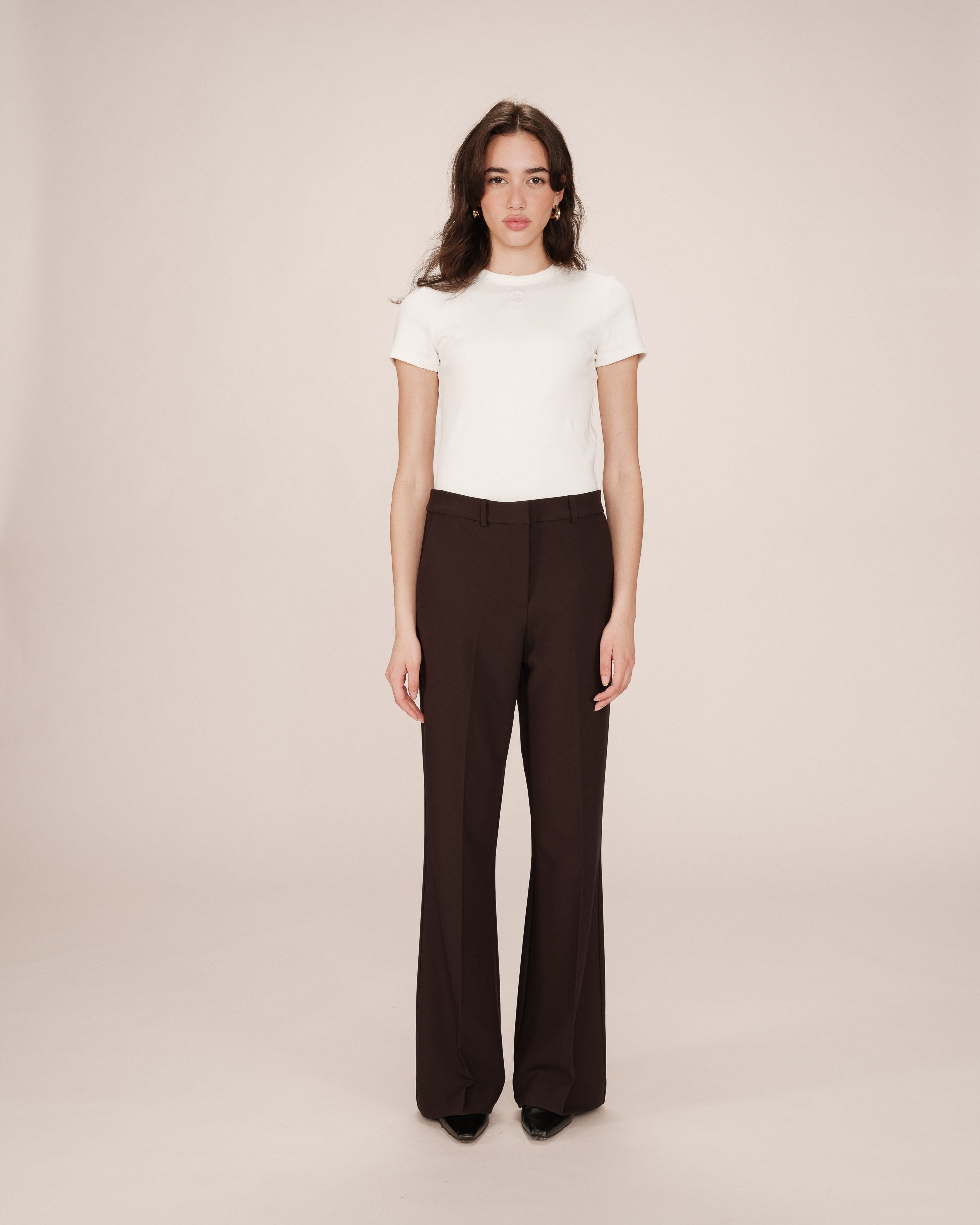 Chocolate Flared Tailored Trousers Singer