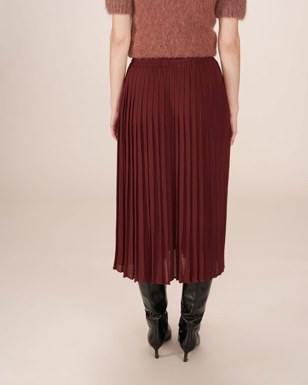 Pleated Long Skirt Chocolate Plisse