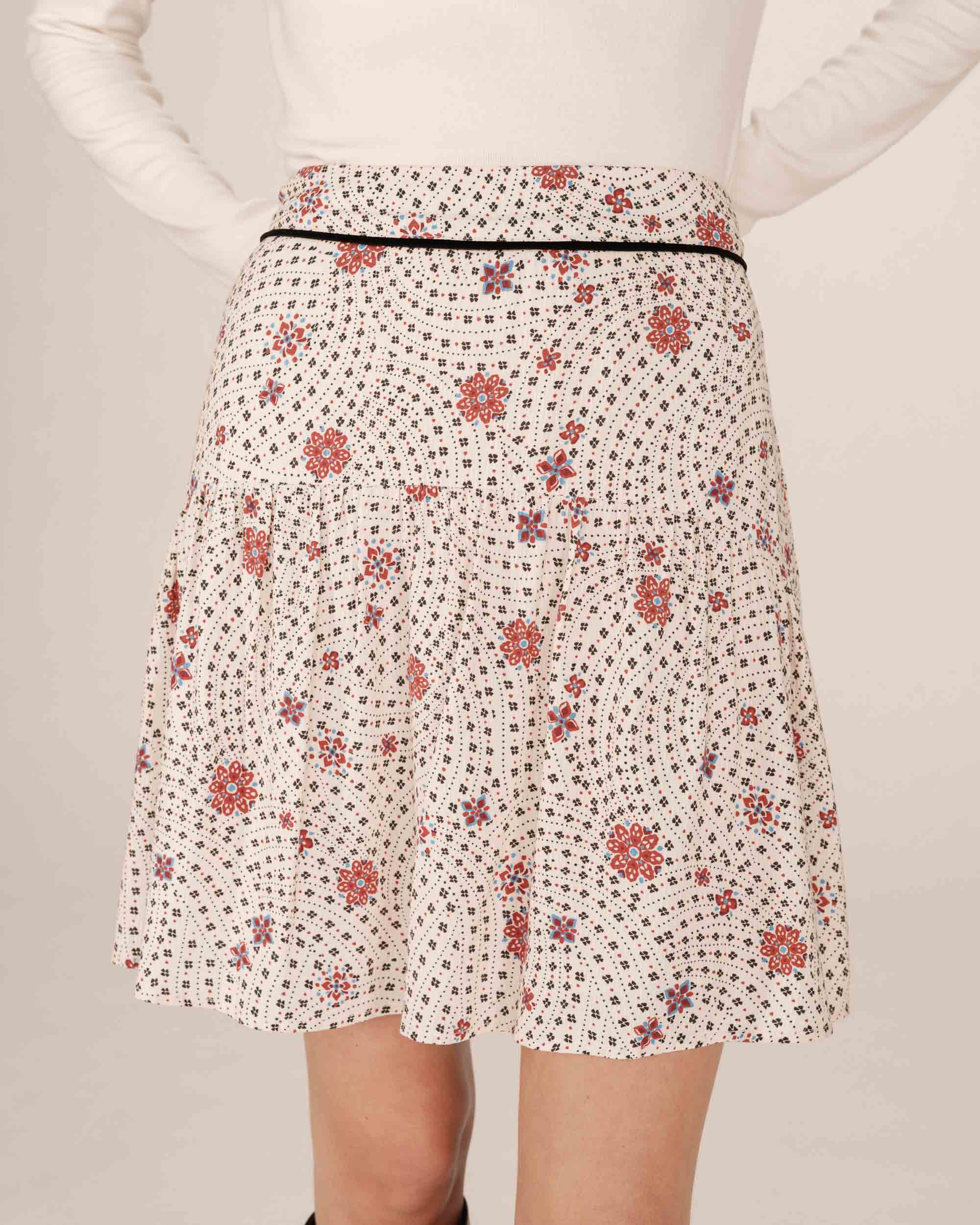 Printed Floral Skirt Ecru Staicy