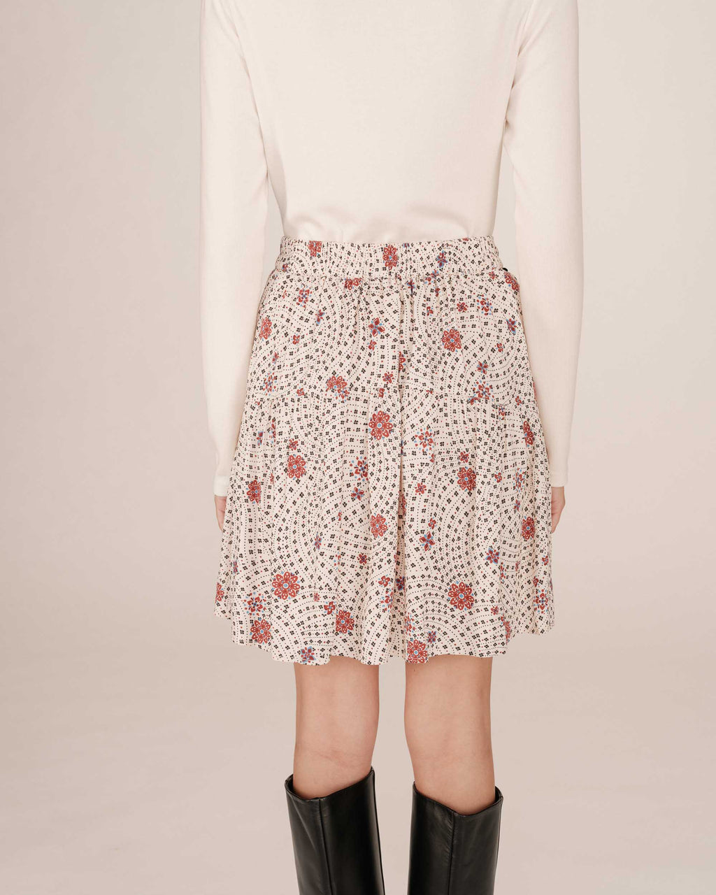 Printed Floral Skirt Ecru Staicy