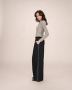 Navy Wide-Leg Trousers Sweeney