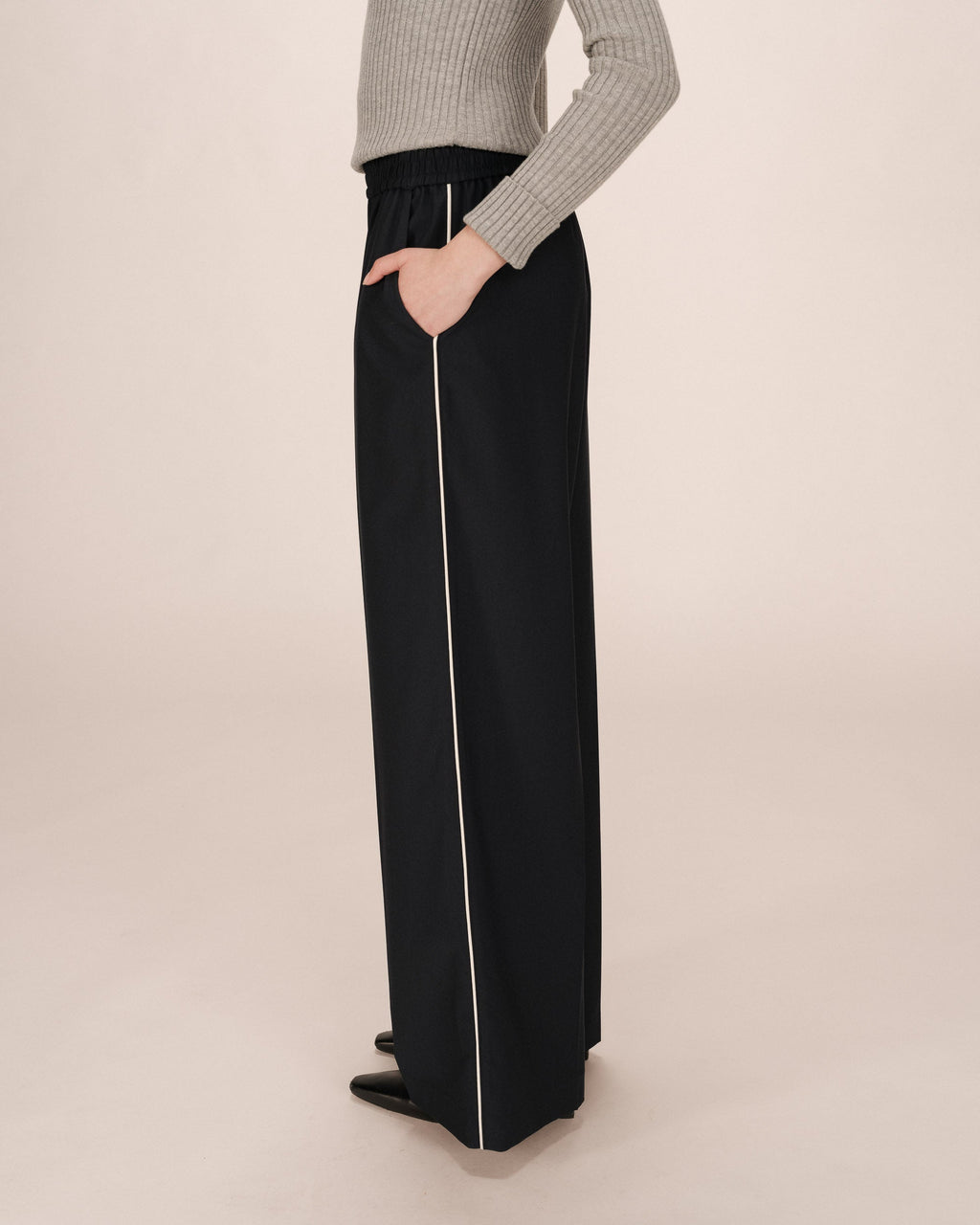 Navy Wide-Leg Trousers Sweeney
