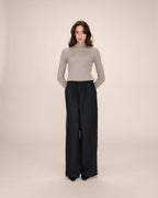 Navy Wide-Leg Trousers Sweeney