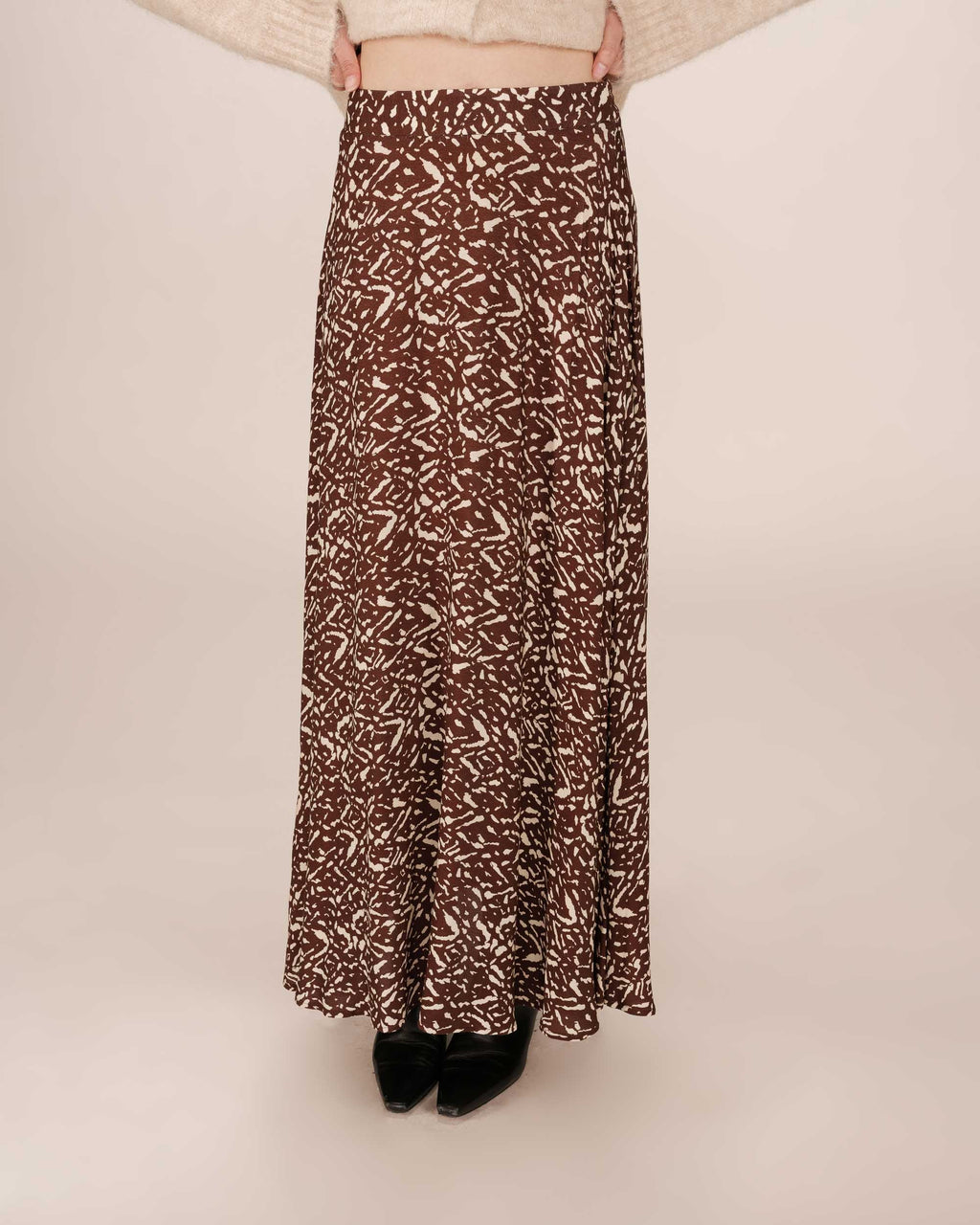 Printed Long Skirt Chocolate Sibella