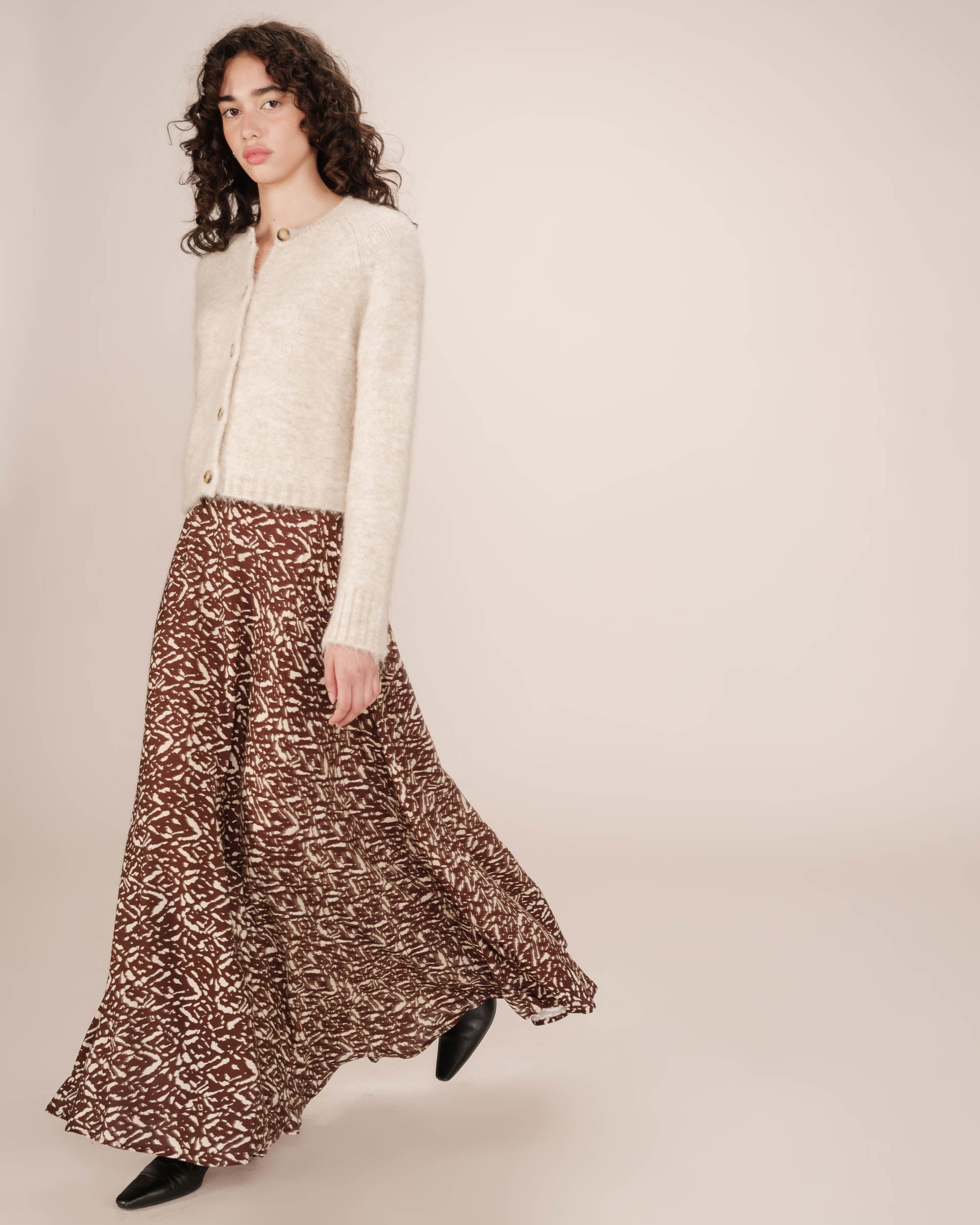 Printed Long Skirt Chocolate Sibella