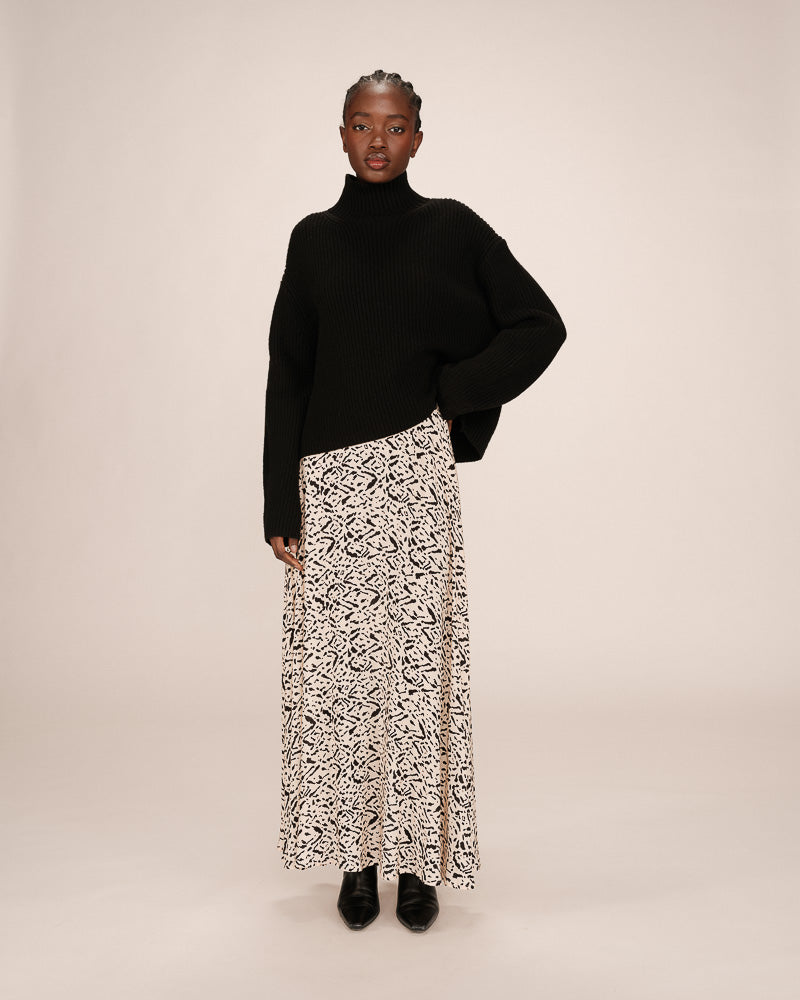 Falda Larga Estampada Vainilla Sibella