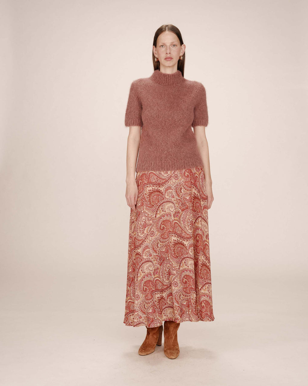 Long Printed Skirt Terracotta Sibella