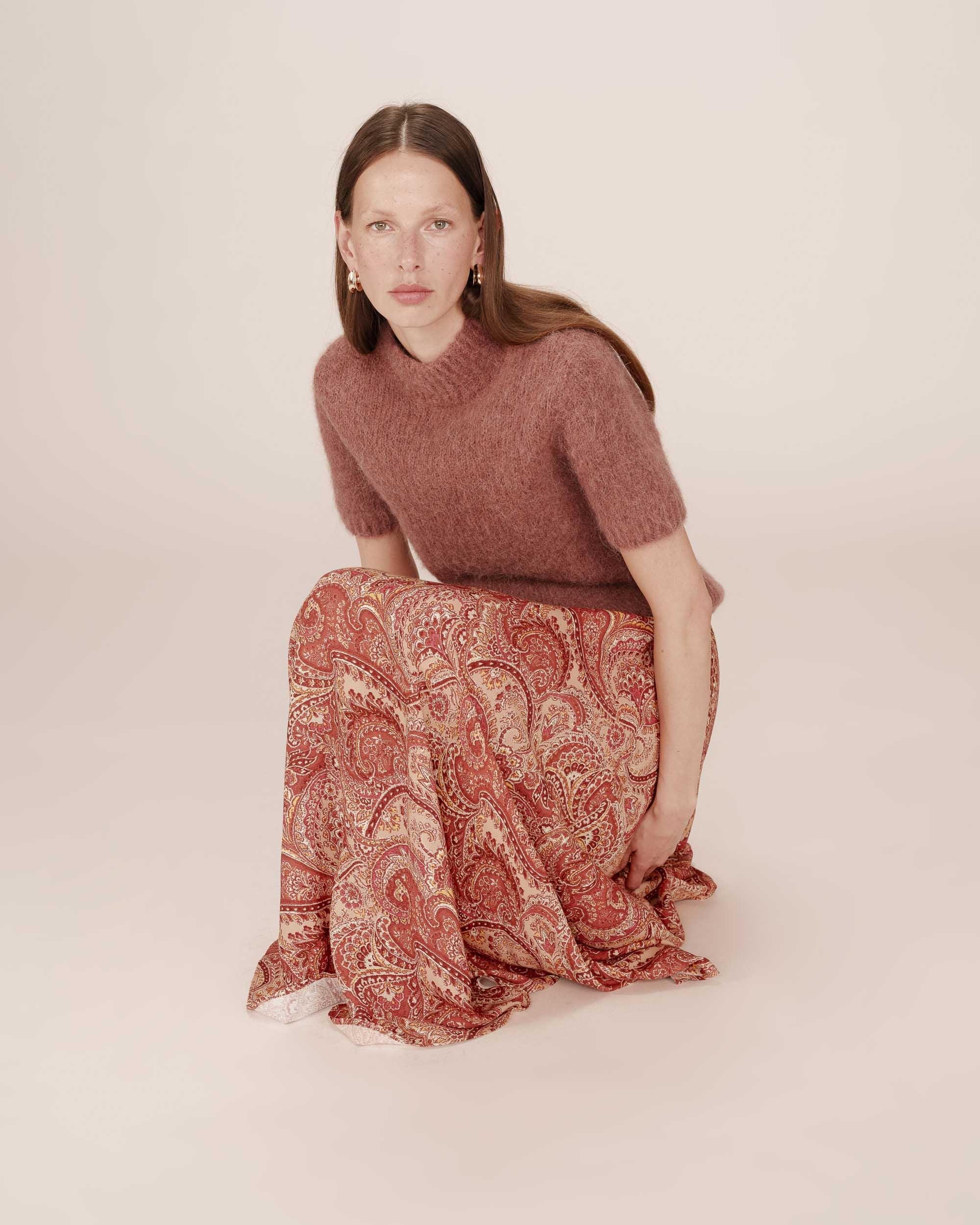 Long Printed Skirt Terracotta Sibella