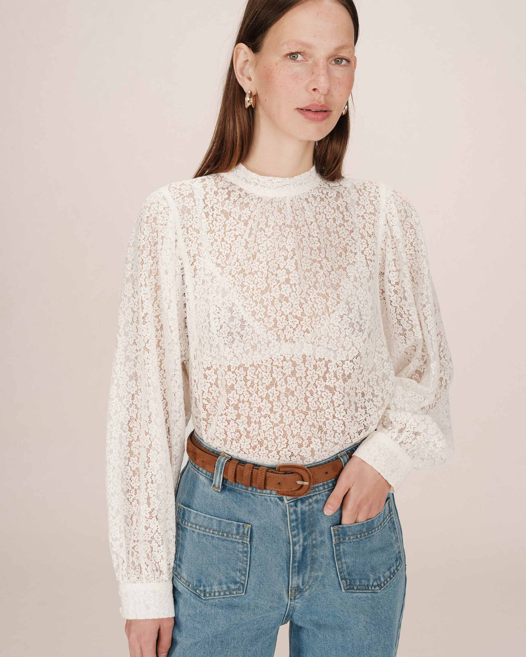 Ivory Lavallière Collar Blouse Sicilia