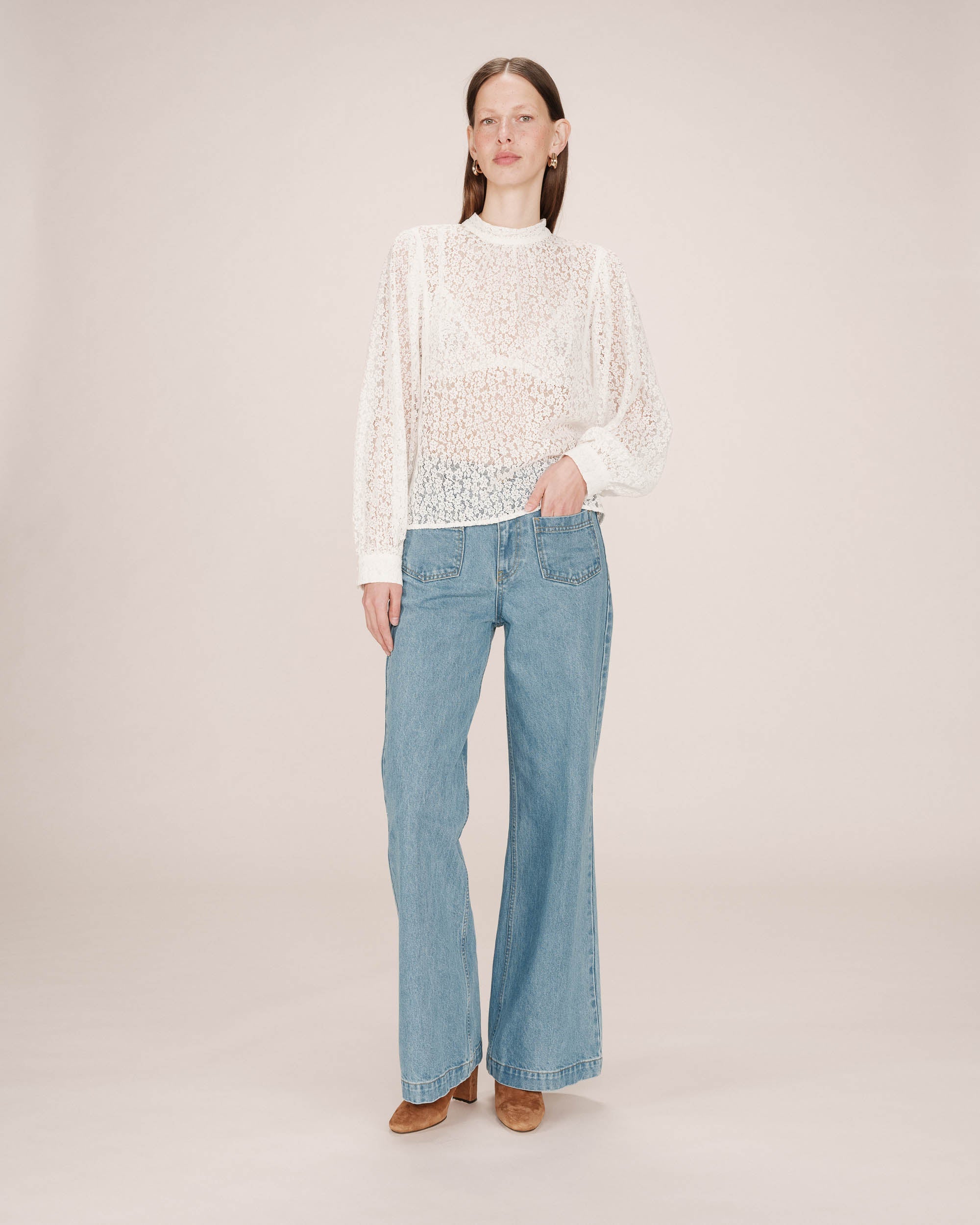 Ivory Lavallière Collar Blouse Sicilia