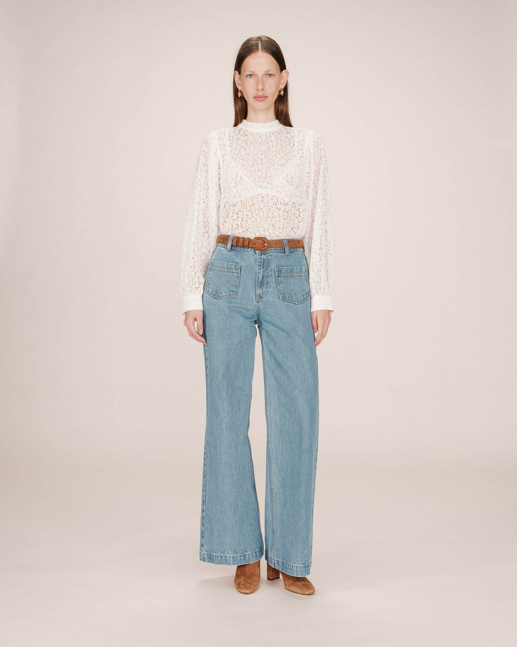 Ivory Lavallière Collar Blouse Sicilia