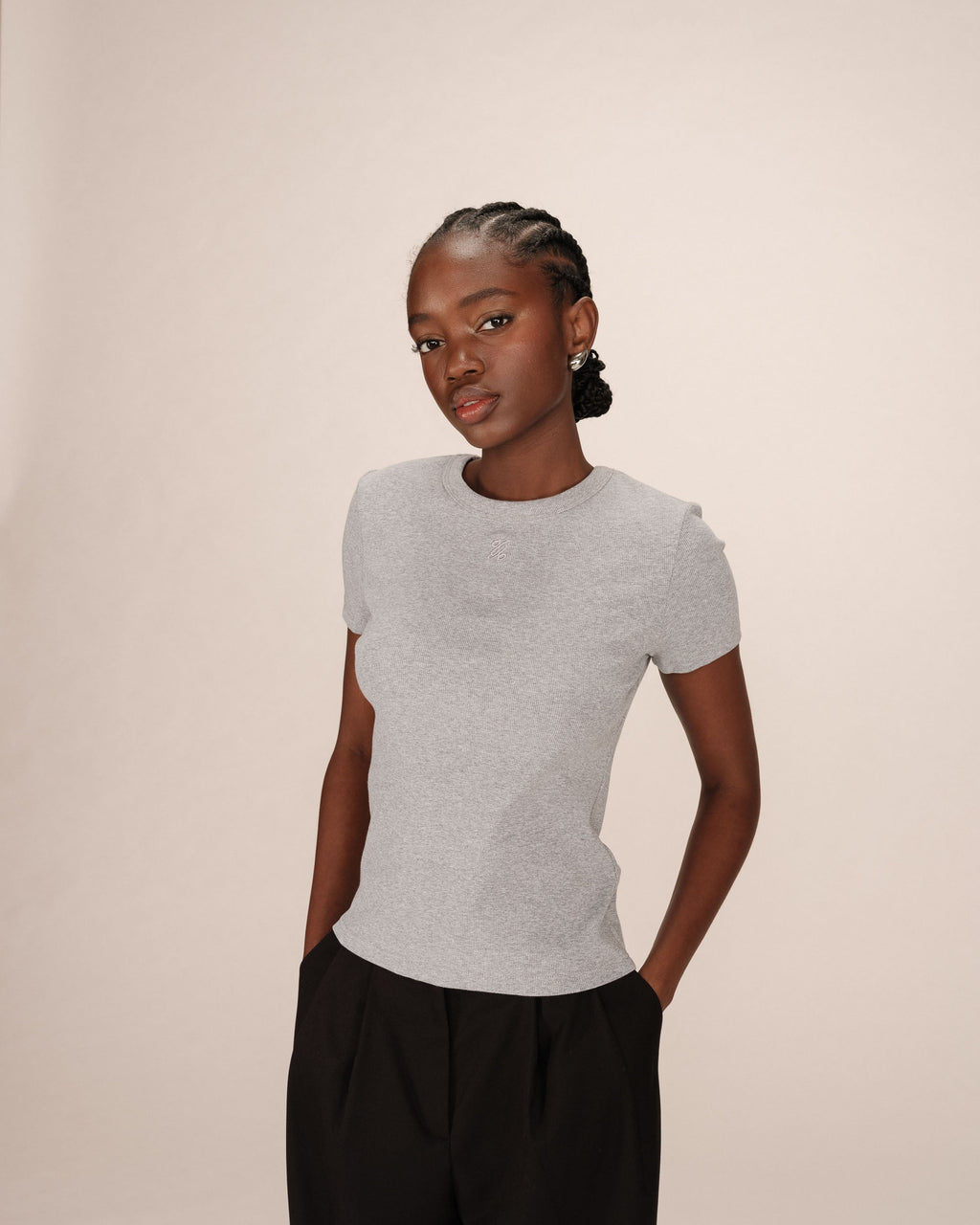 Grey Round Neck T-Shirt Sure