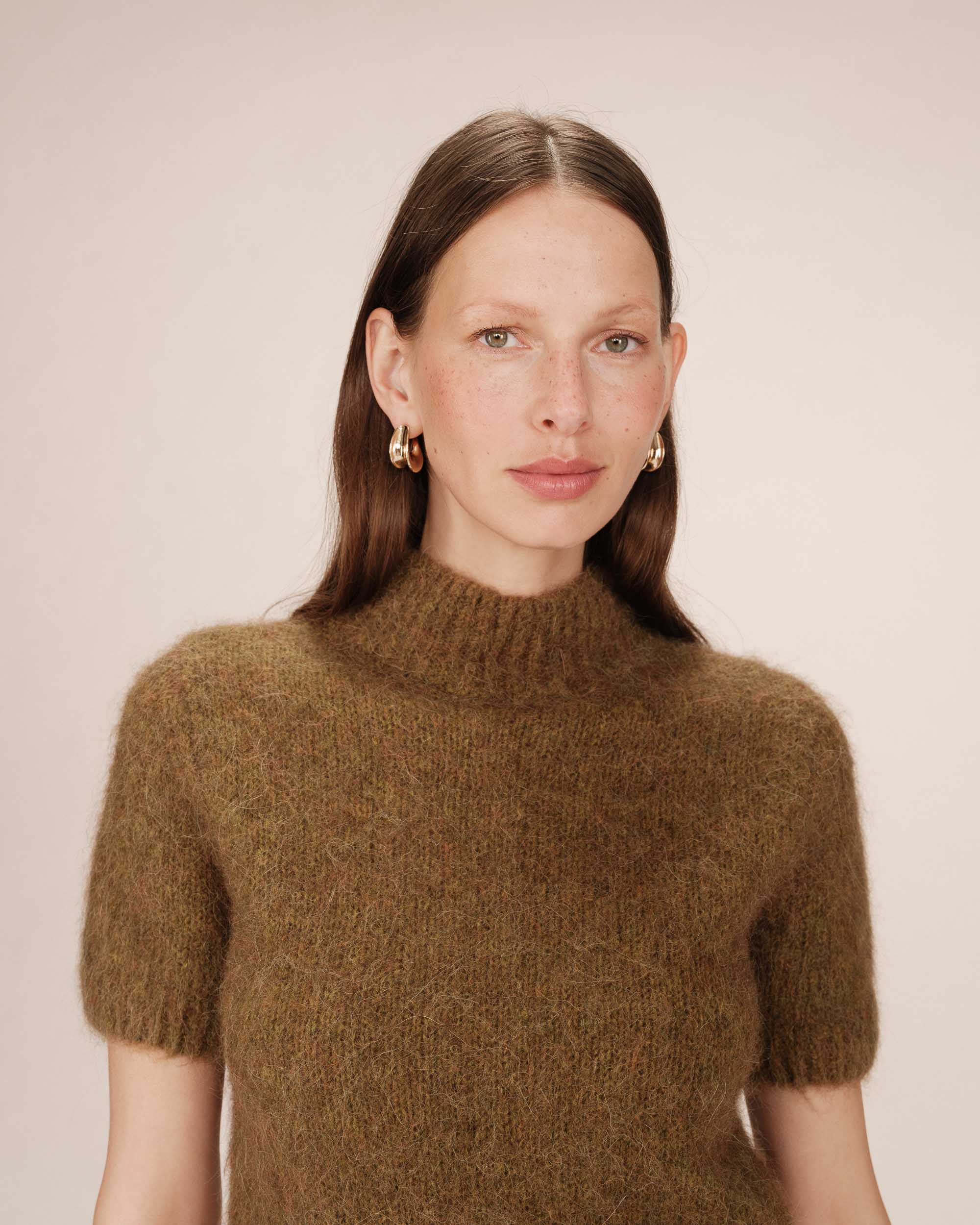 Olive Funnel Neck Jumper Saule