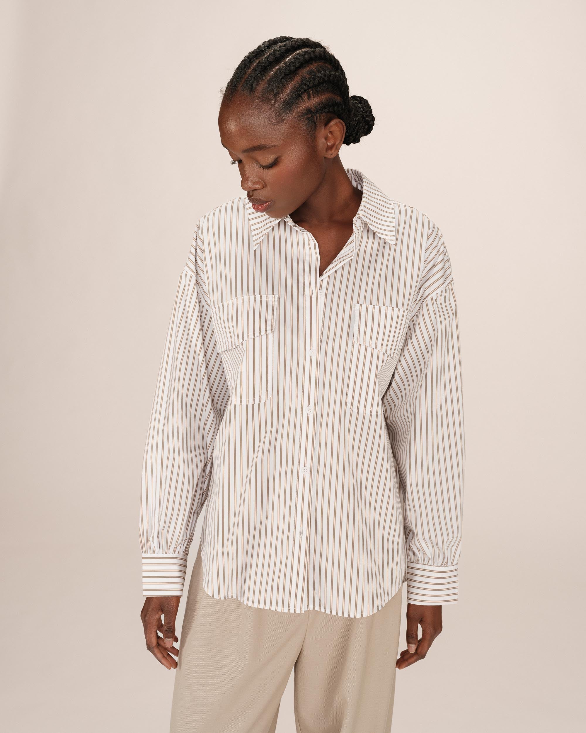 Camisa De Rayas Greige Sorbet
