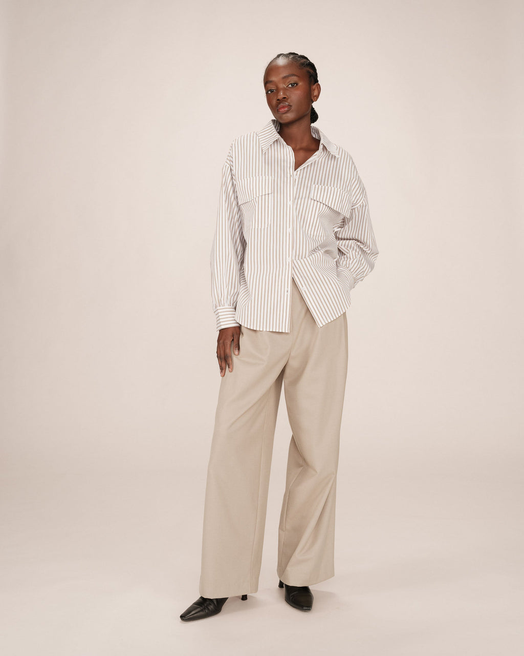 Camisa De Rayas Greige Sorbet