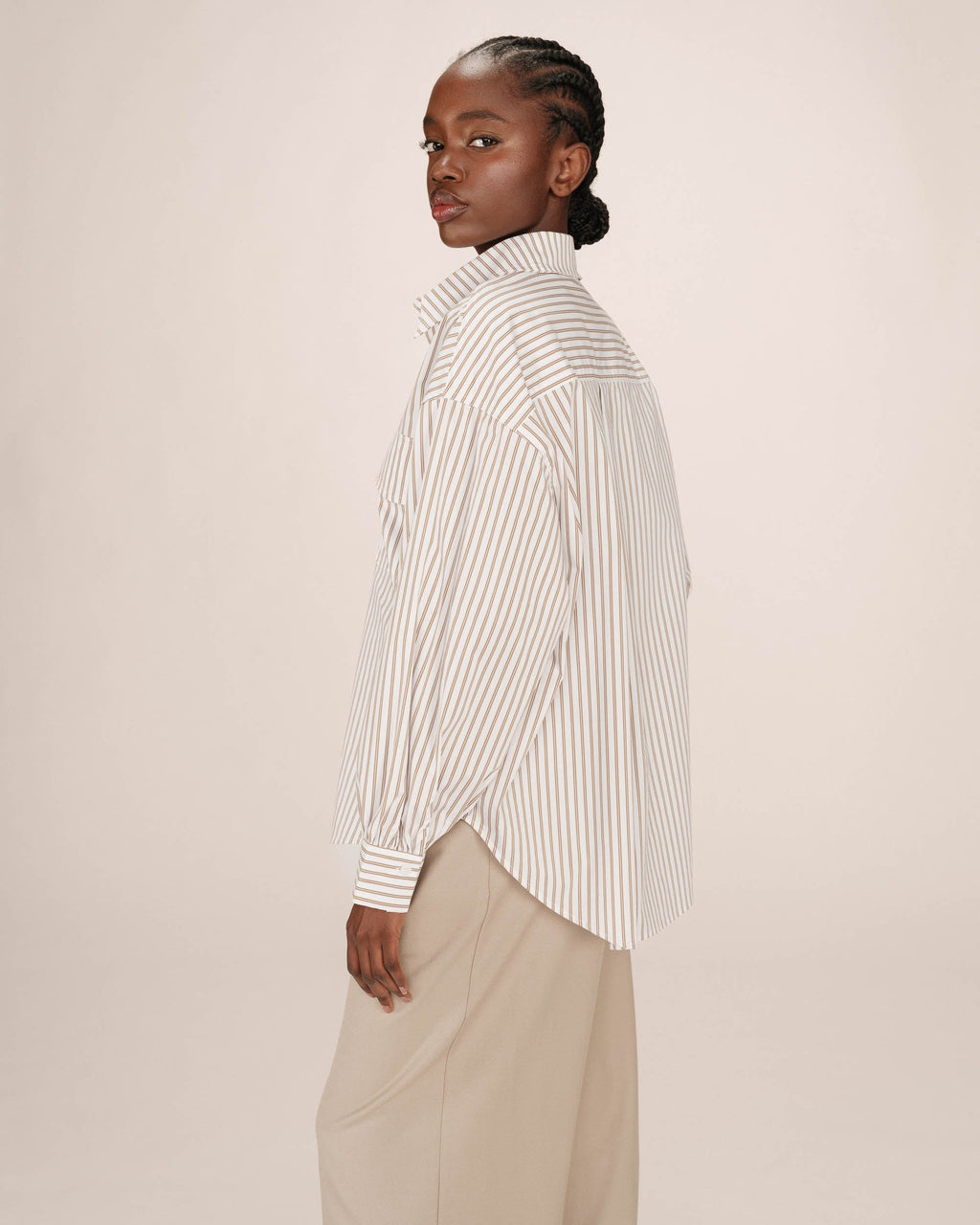 Camisa De Rayas Greige Sorbet