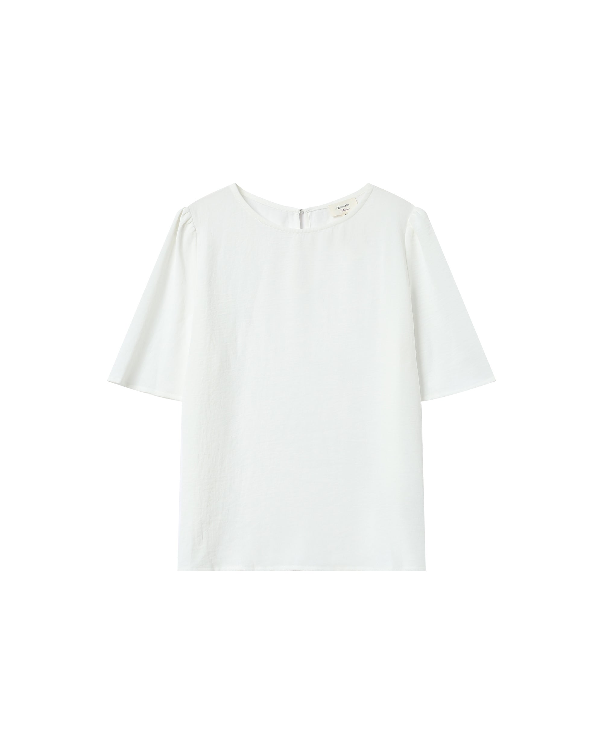 Ivory Round-Neck Fluid Top Shine
