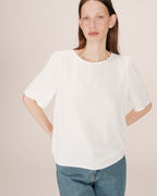Ivory Round-Neck Fluid Top Shine
