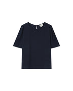 Fluid Round-Neck Top Navy Shine