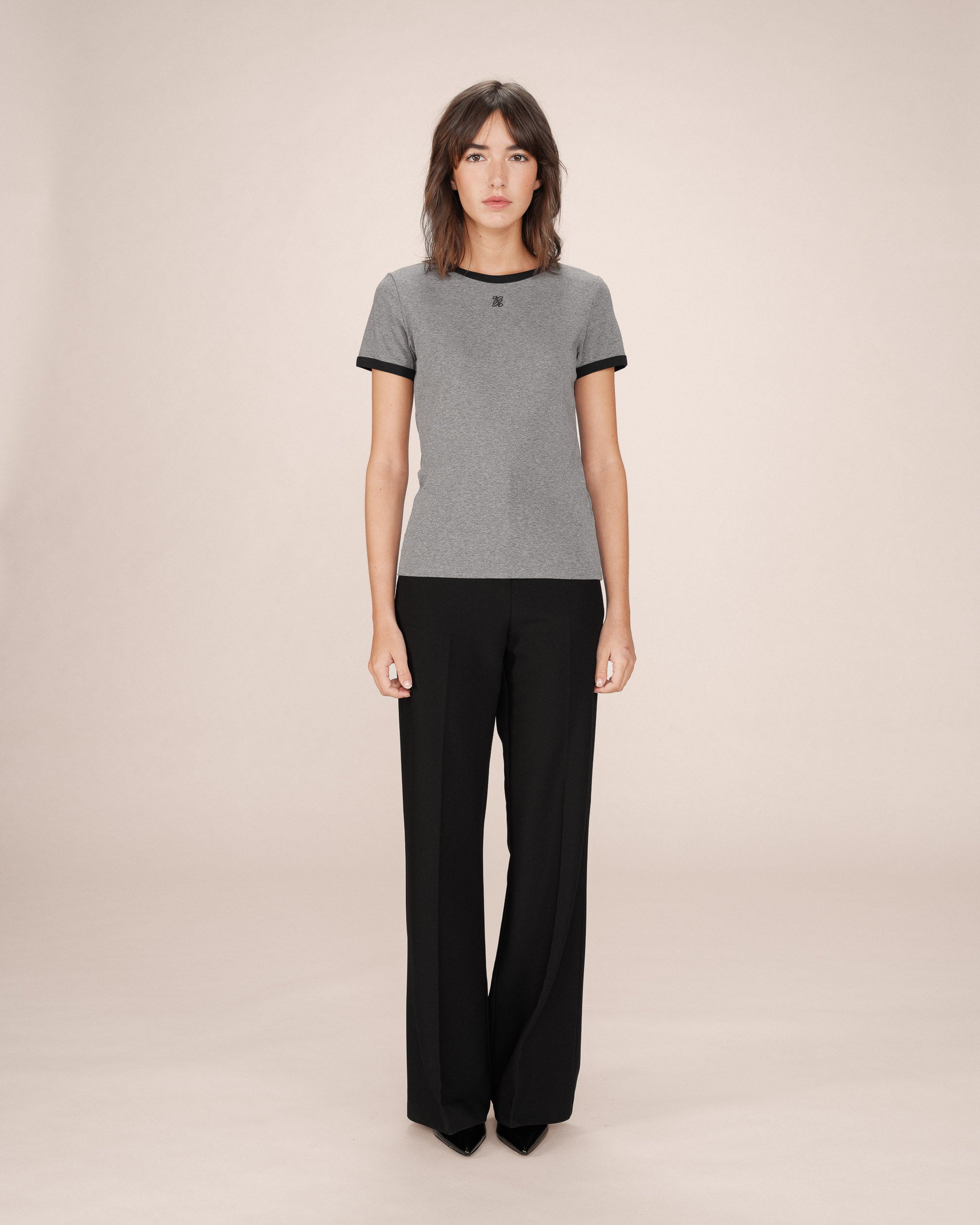 Embroidered G&M Monogram T-Shirt Grey Sany