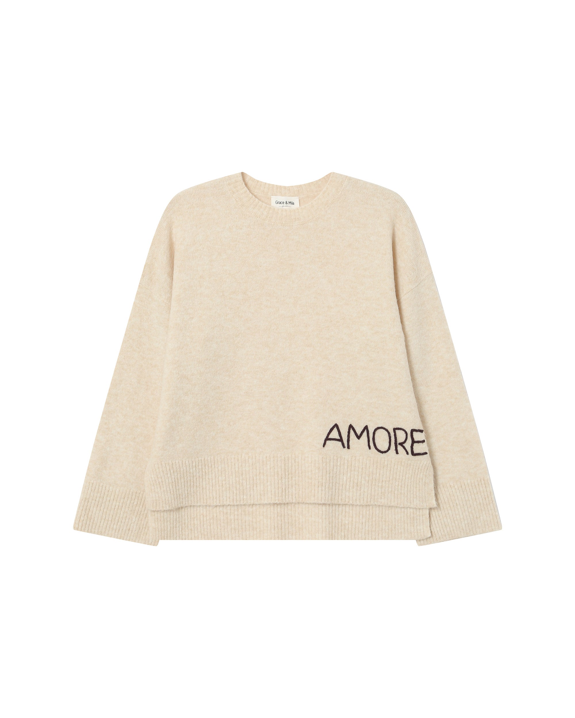 Saints Chocolate Embroidered Message Sweater