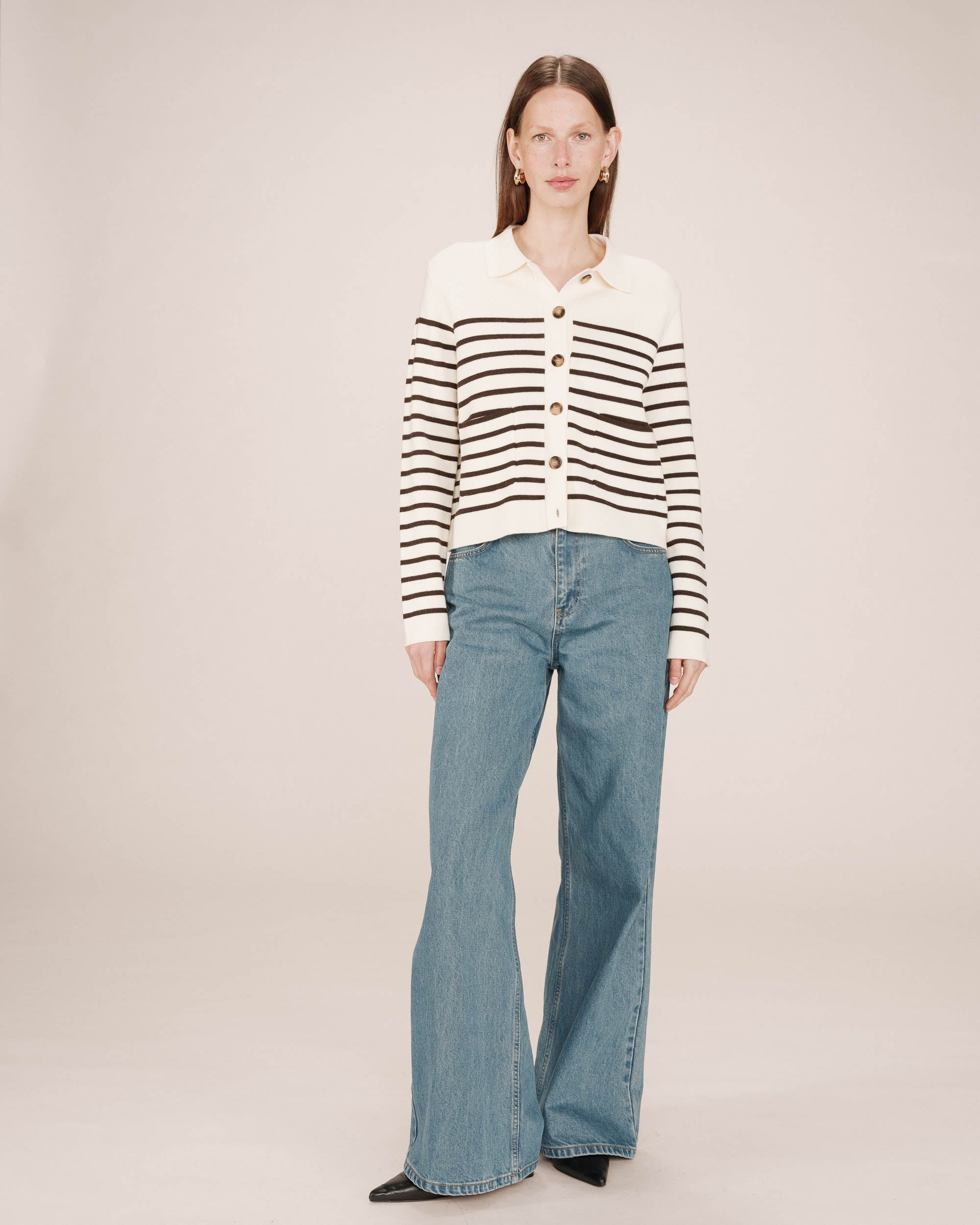 Buttoned Ecru Cardigan Sailor