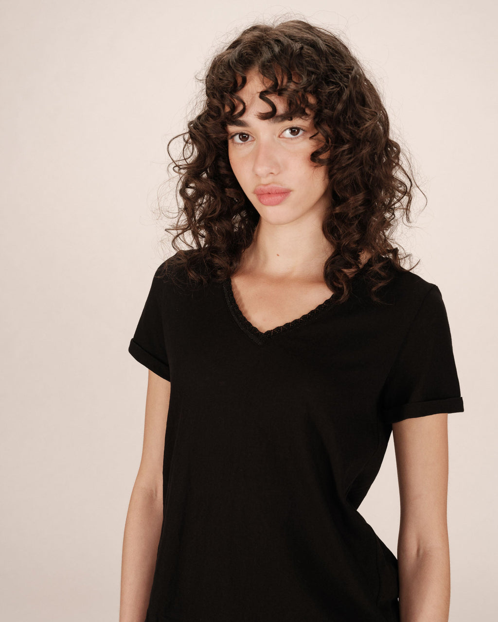 Black V-Neck T-Shirt Space