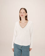 Ivory V-Neck T-Shirt Selton
