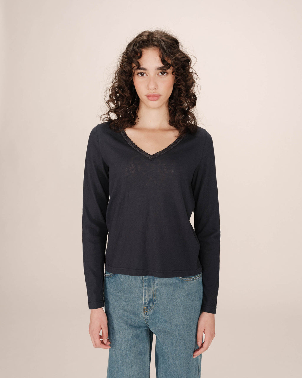 Navy V-Neck T-Shirt Selton