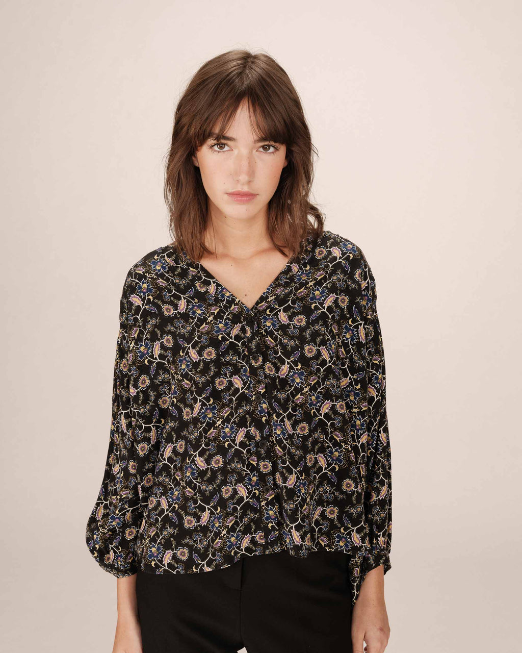 Floral Print Blouse Black Secrete