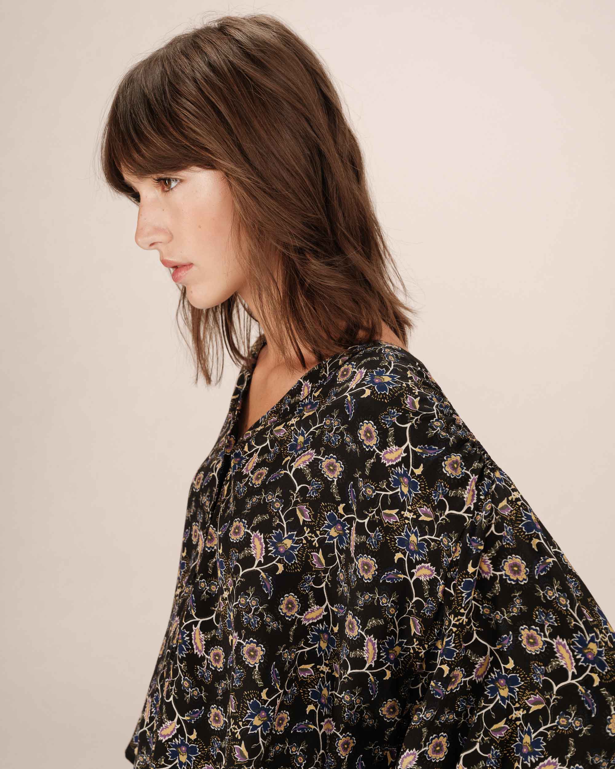 Floral Print Blouse Black Secrete