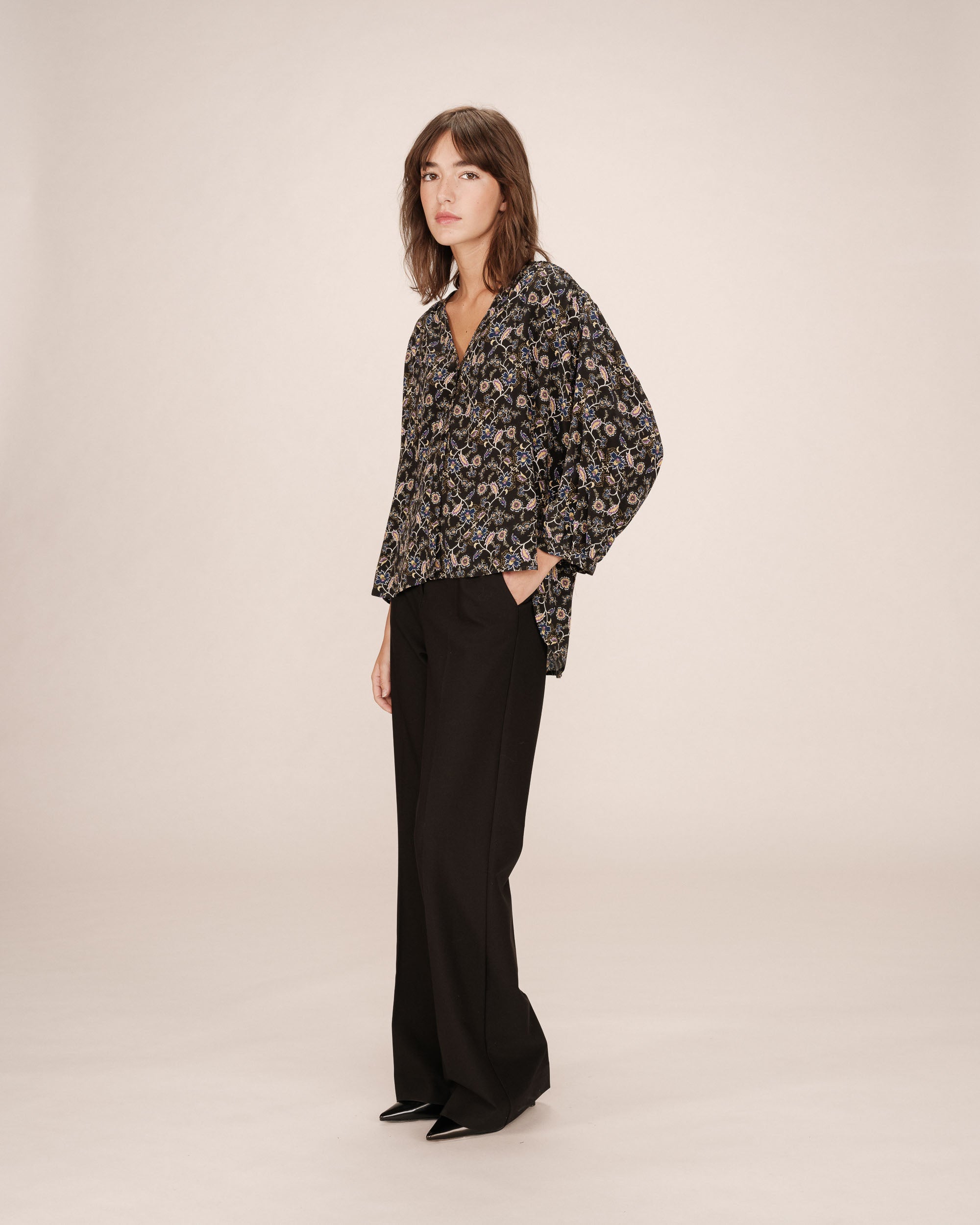 Floral Print Blouse Black Secrete