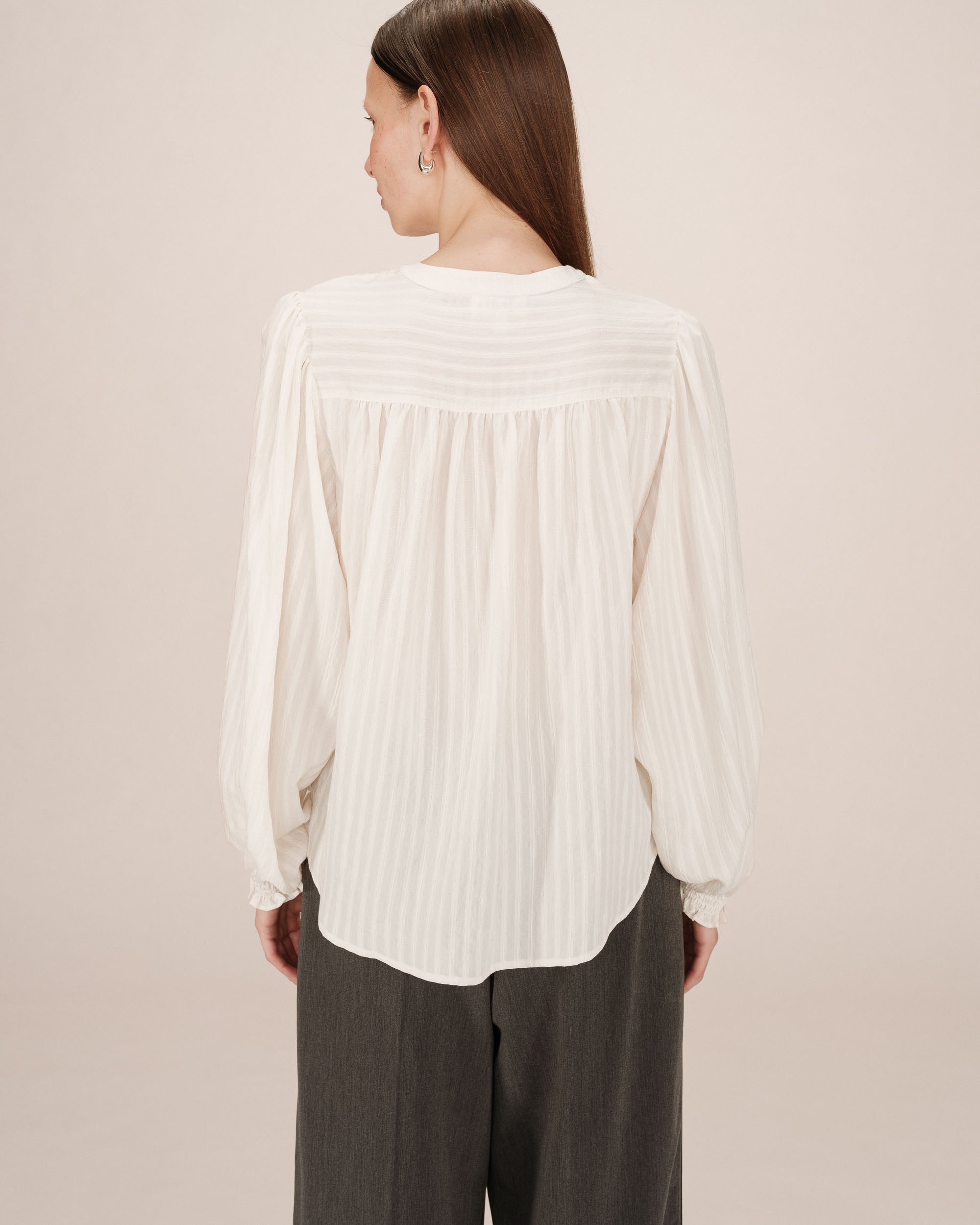 Ecru Tied Neck Blouse Serinda