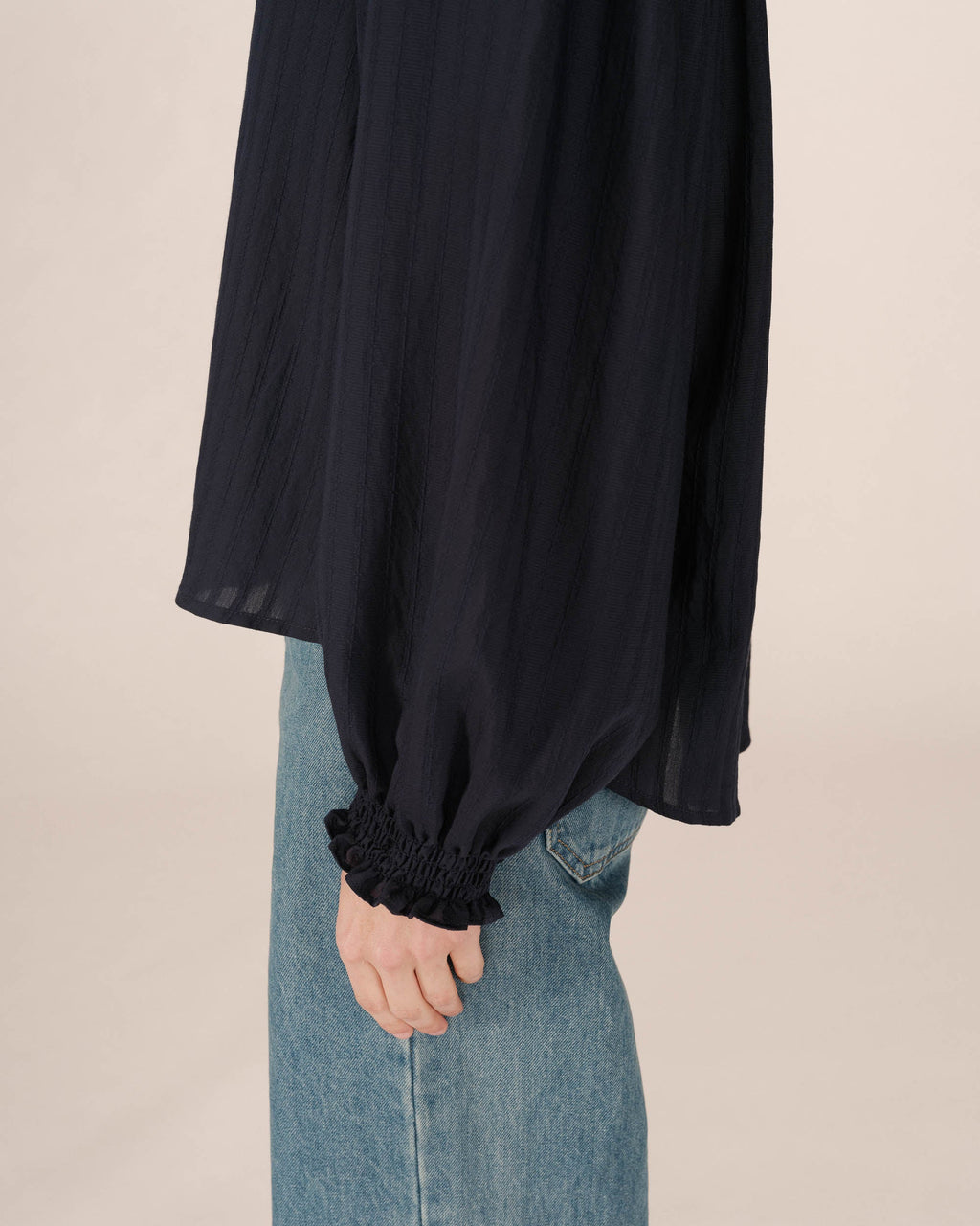 Navy Tie-Neck Blouse Serinda