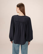 Navy Tie-Neck Blouse Serinda