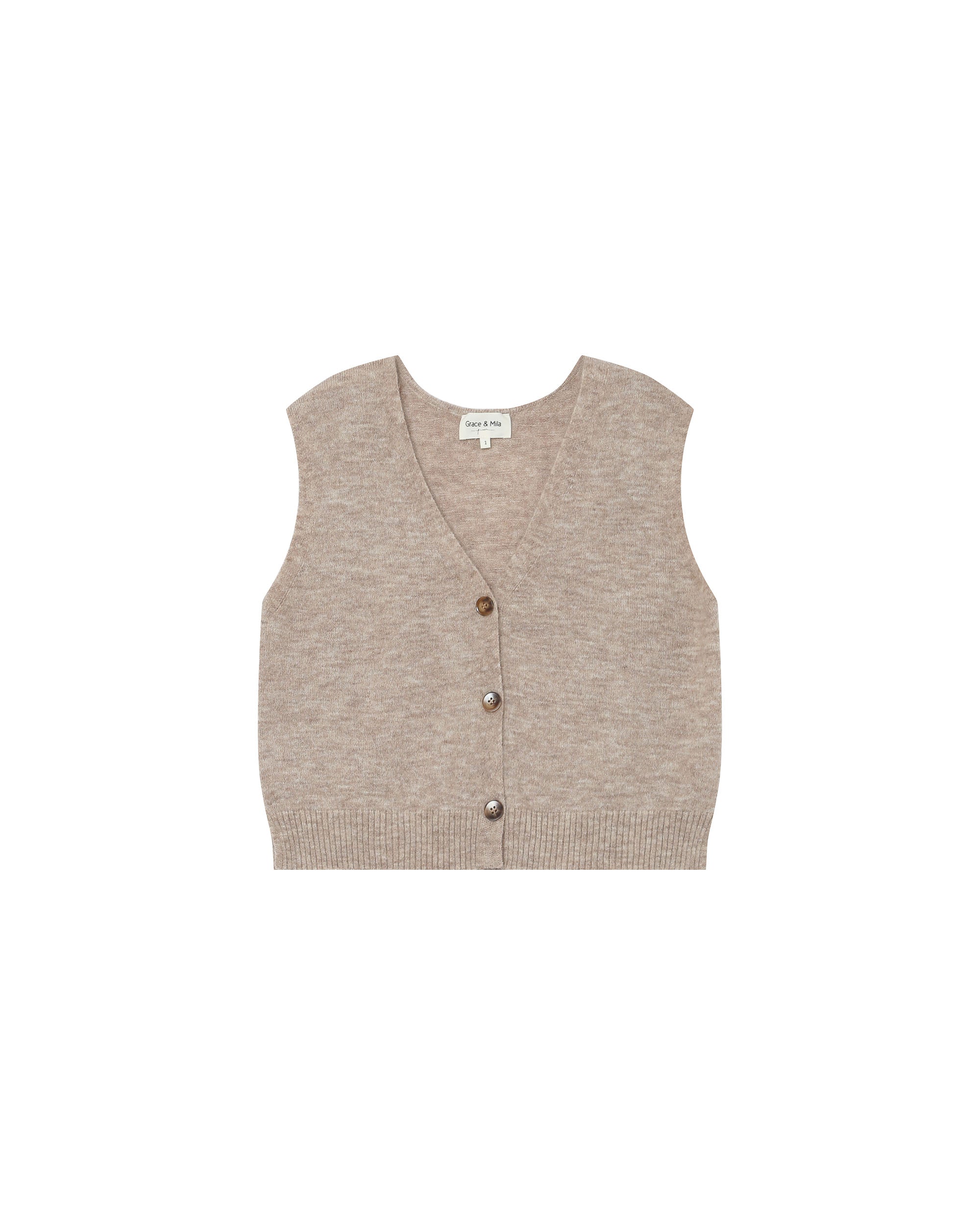 Beige Sleeveless Cardigan Santa