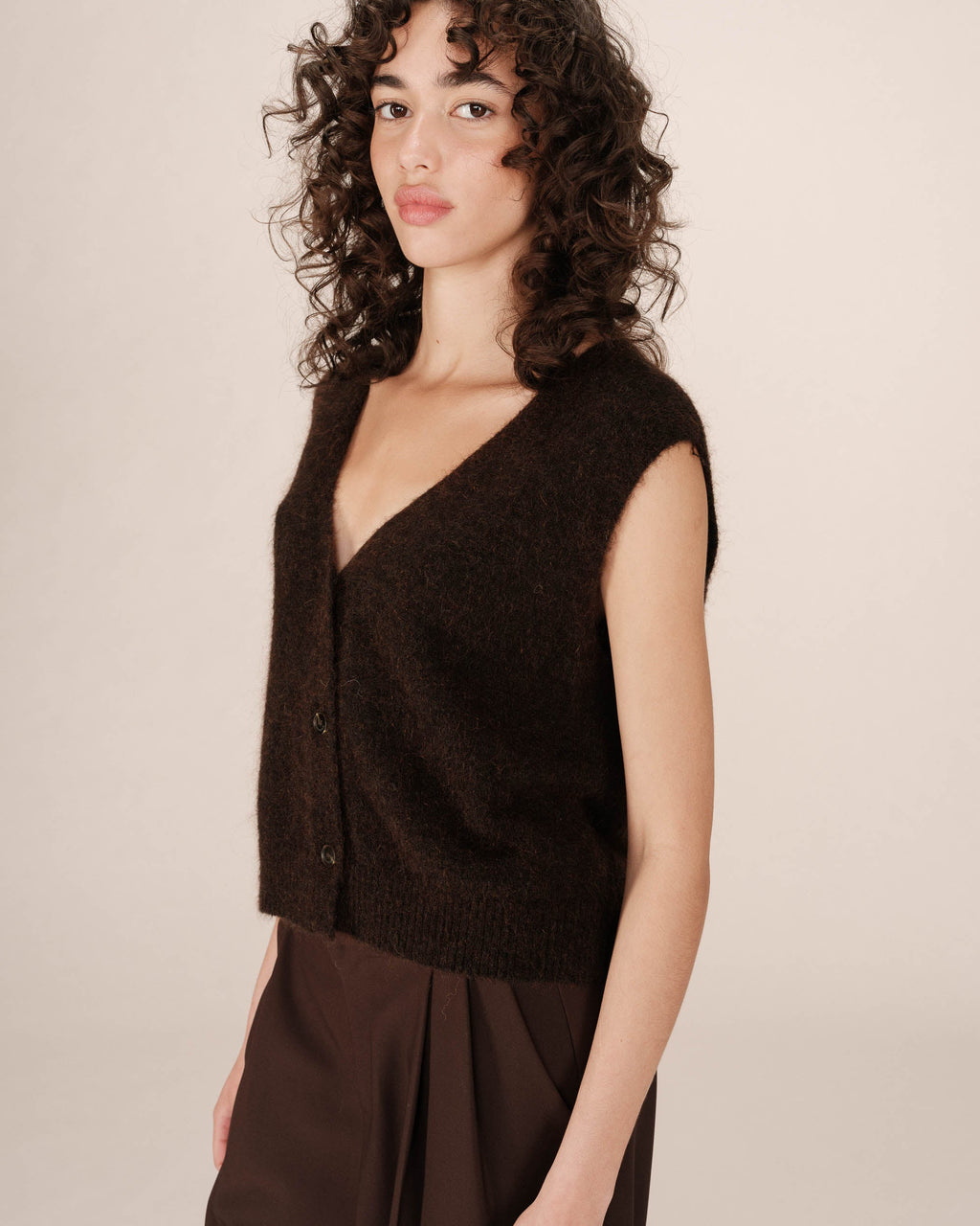 Chocolate Sleeveless Cardigan Santa