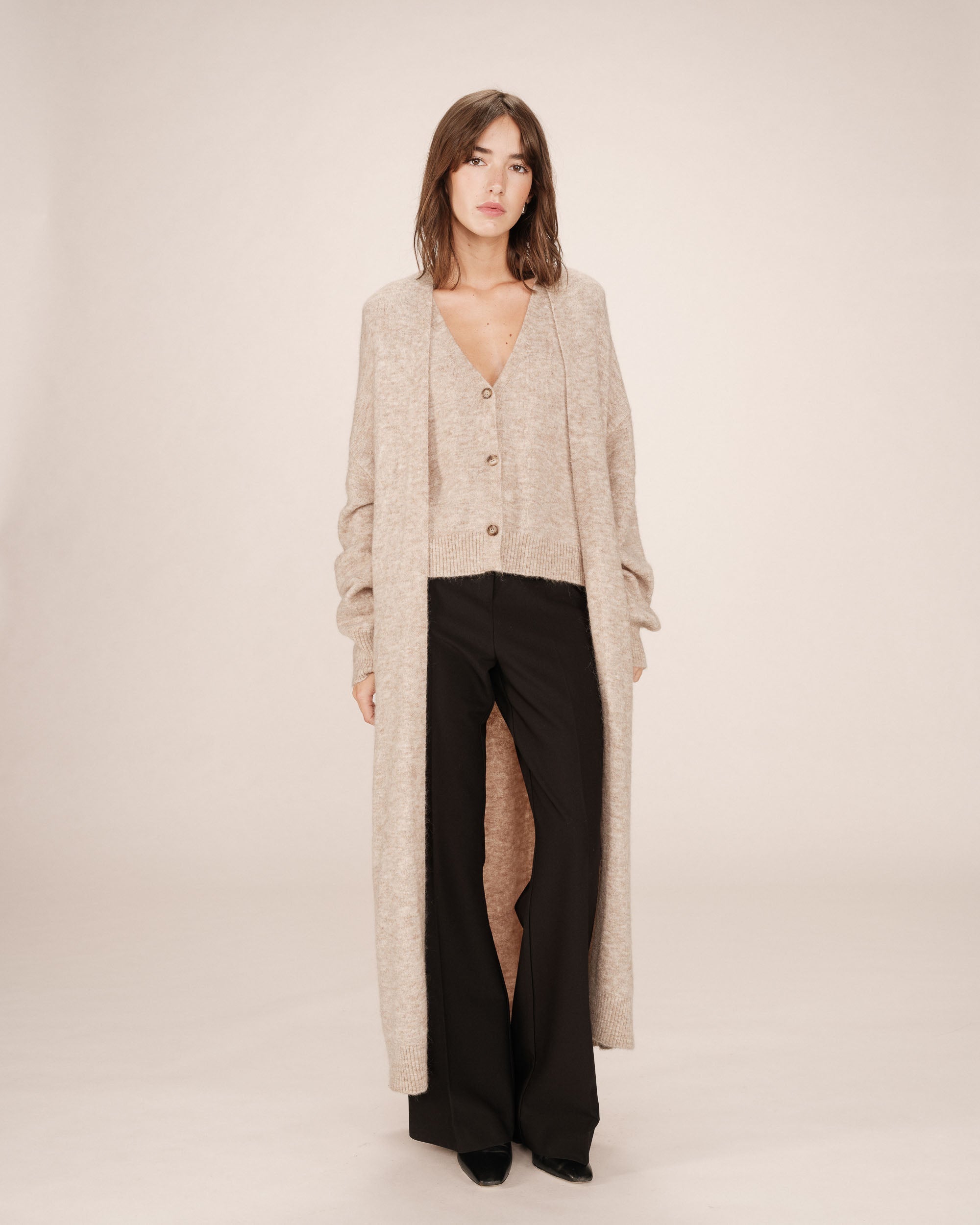 Long Beige Cardigan Santiago
