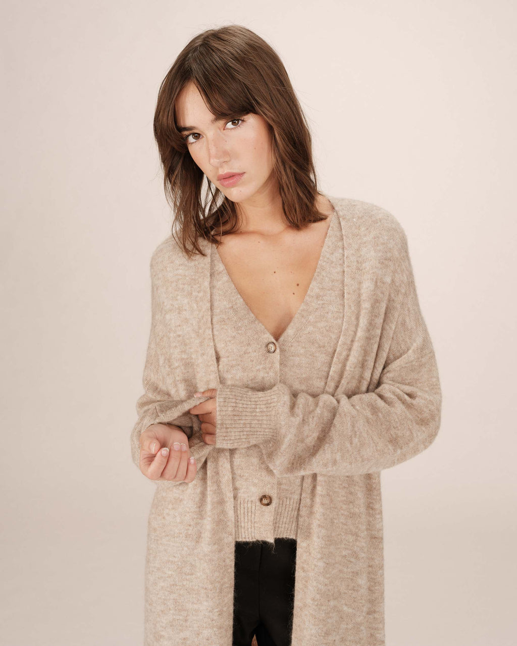 Long Beige Cardigan Santiago