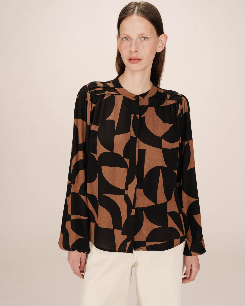 Sorpresa Chocolate Two-Tone Print Blouse