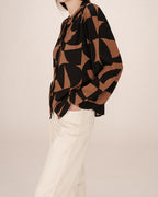 Sorpresa Chocolate Two-Tone Print Blouse